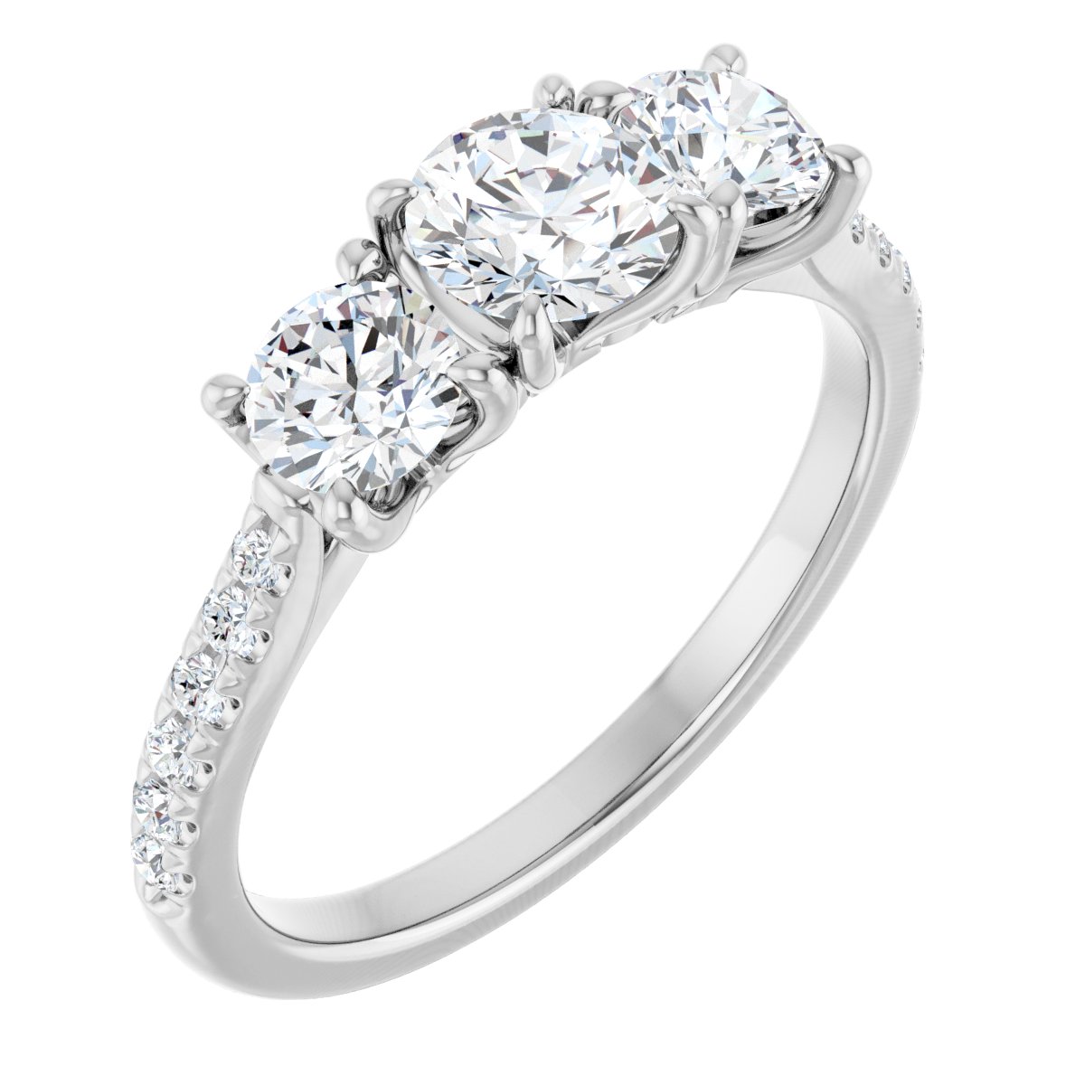Natural Diamond Round Three-Stone Engagement Ring Semi-Mount - Platinum - Series 123447