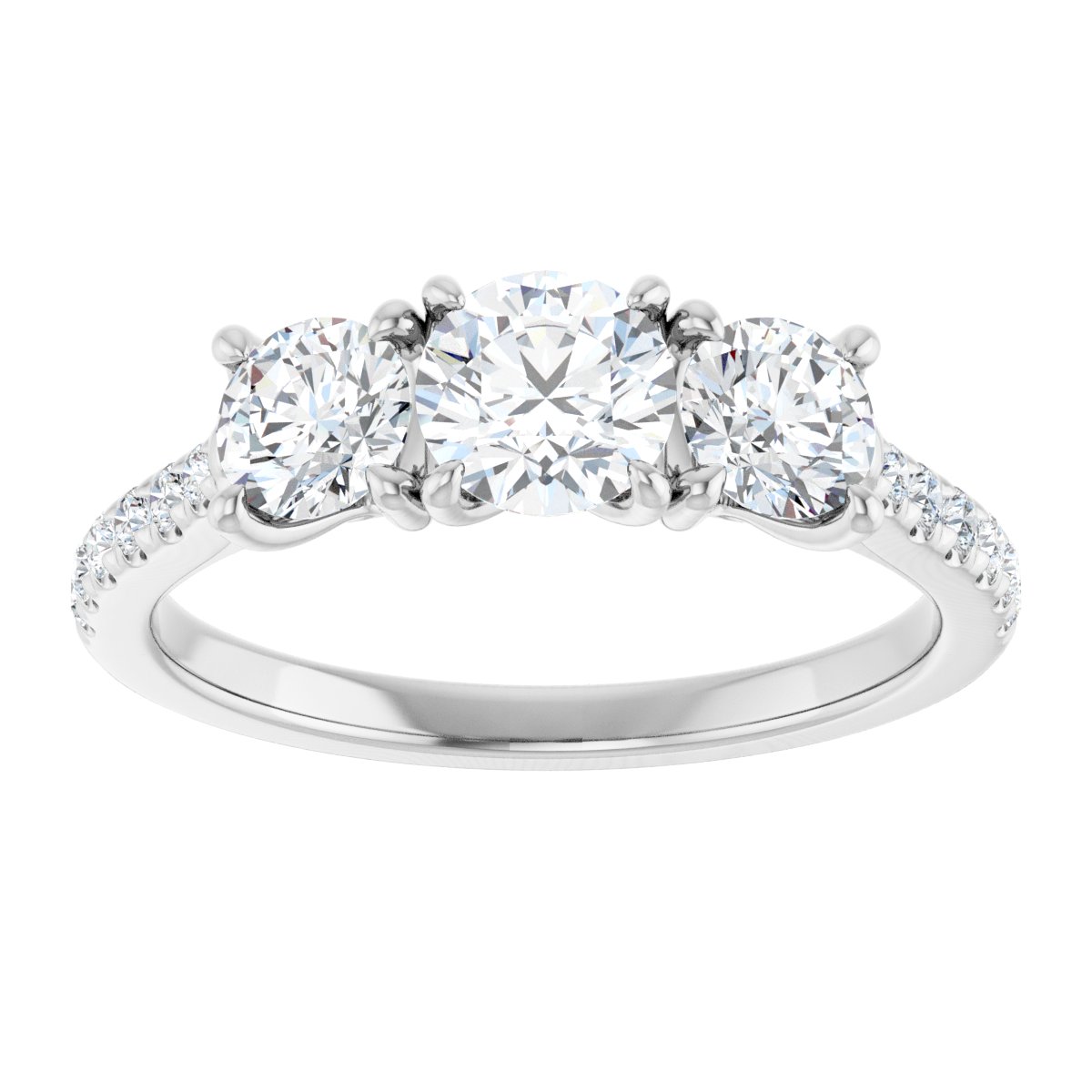 Round Three-Stone Engagement Ring Semi-Mount - gallery - Series 123447
