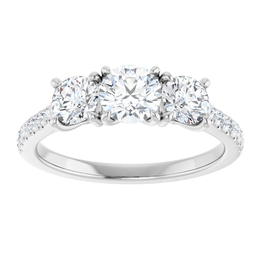 Round Three-Stone Engagement Ring Semi-Mount - gallery - Series 123447