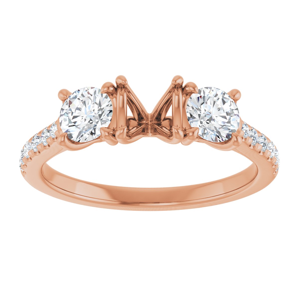 Round Three-Stone Engagement Ring Semi-Mount - gallery - Series 123447