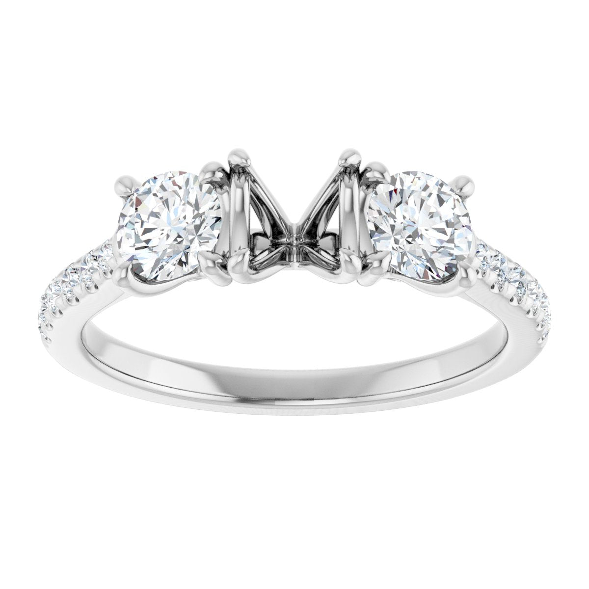 Round Three-Stone Engagement Ring Semi-Mount - gallery - Series 123447