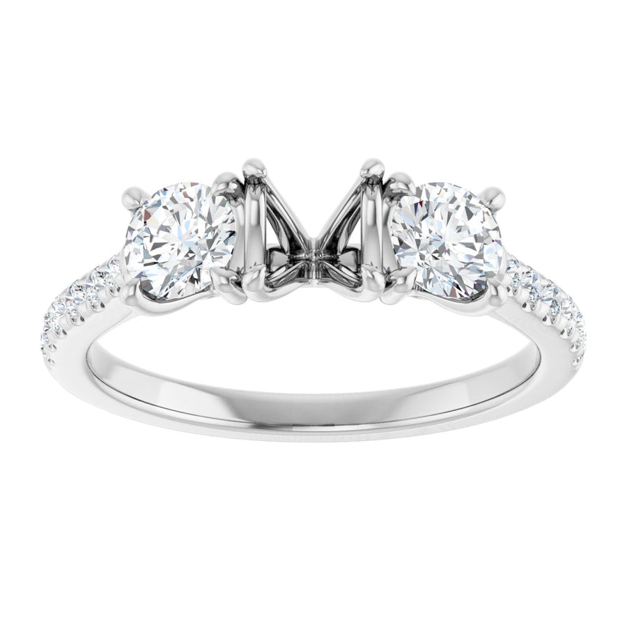 Round Three-Stone Engagement Ring Semi-Mount - gallery - Series 123447