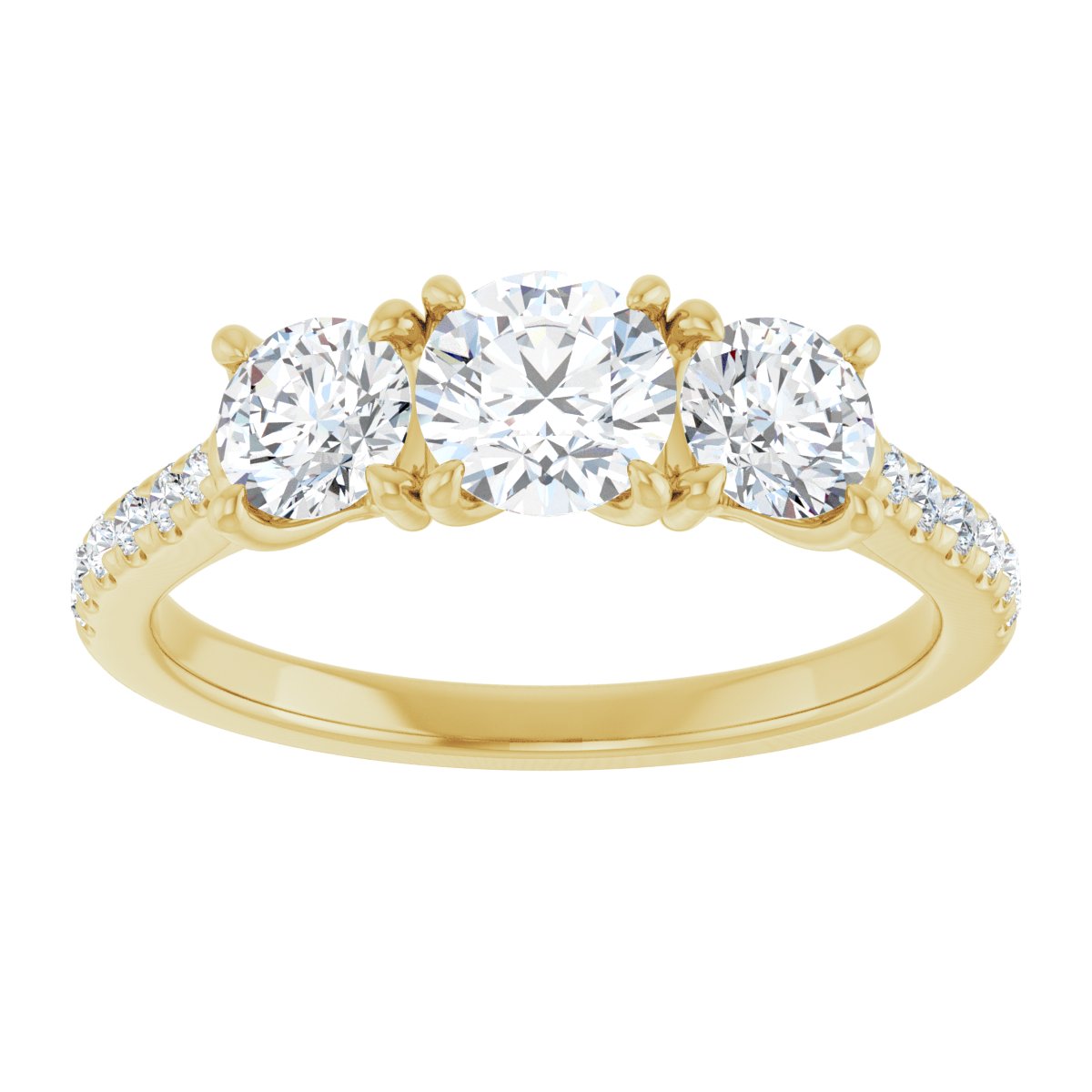 Round Three-Stone Engagement Ring Semi-Mount - gallery - Series 123447
