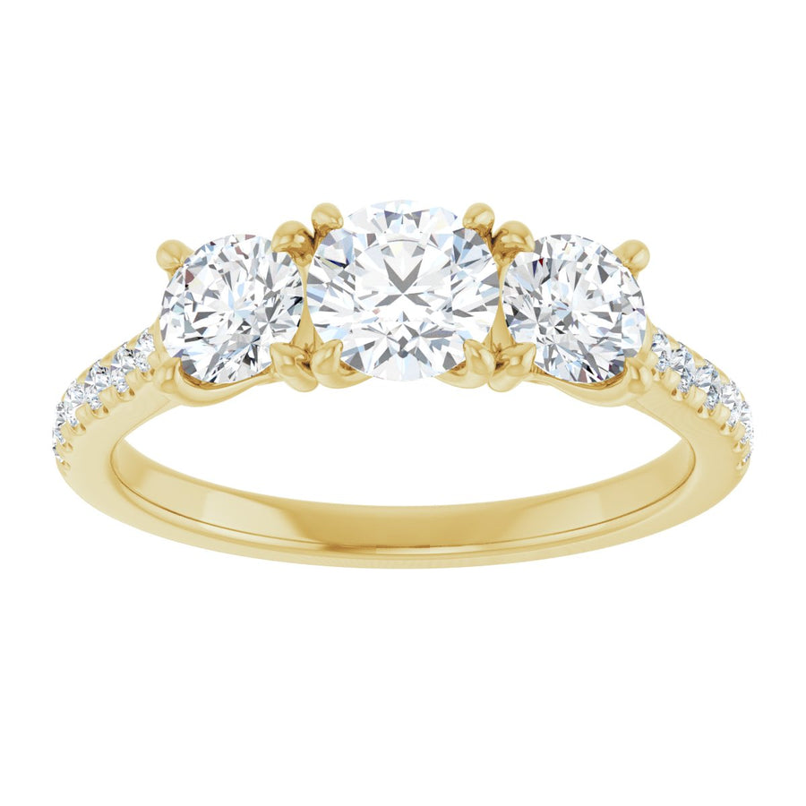 Round Three-Stone Engagement Ring Semi-Mount - gallery - Series 123447