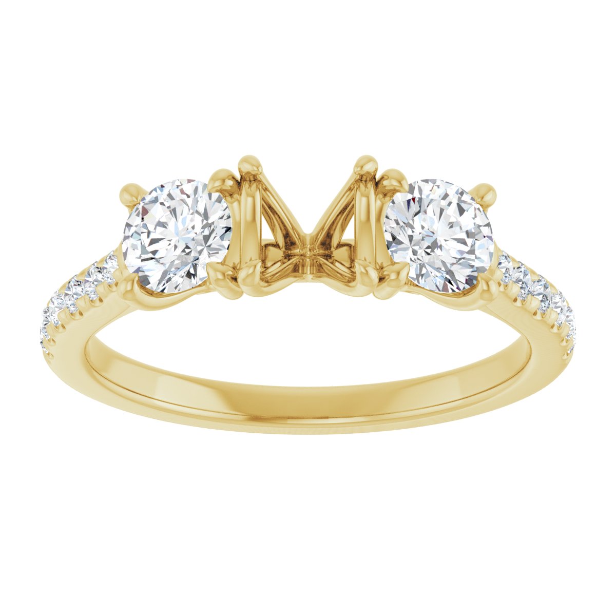 Round Three-Stone Engagement Ring Semi-Mount - gallery - Series 123447