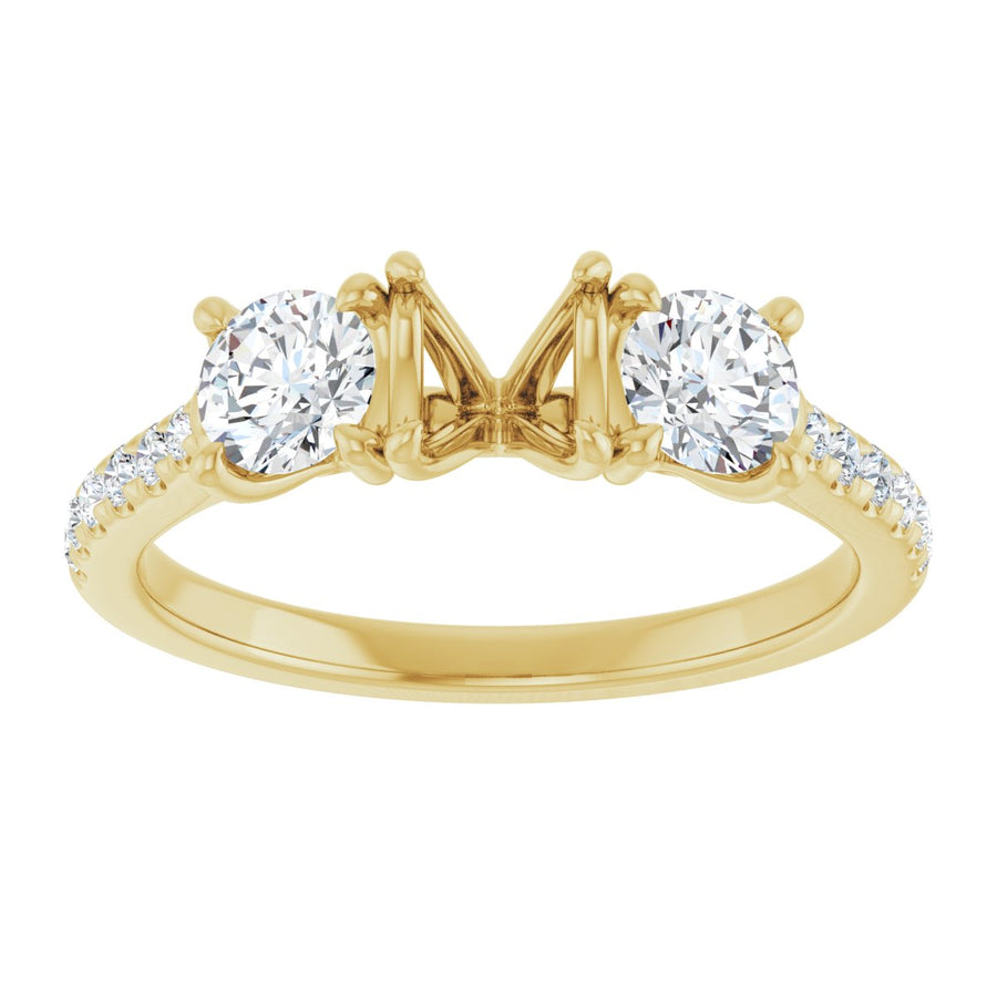 Round Three-Stone Engagement Ring Semi-Mount - gallery - Series 123447