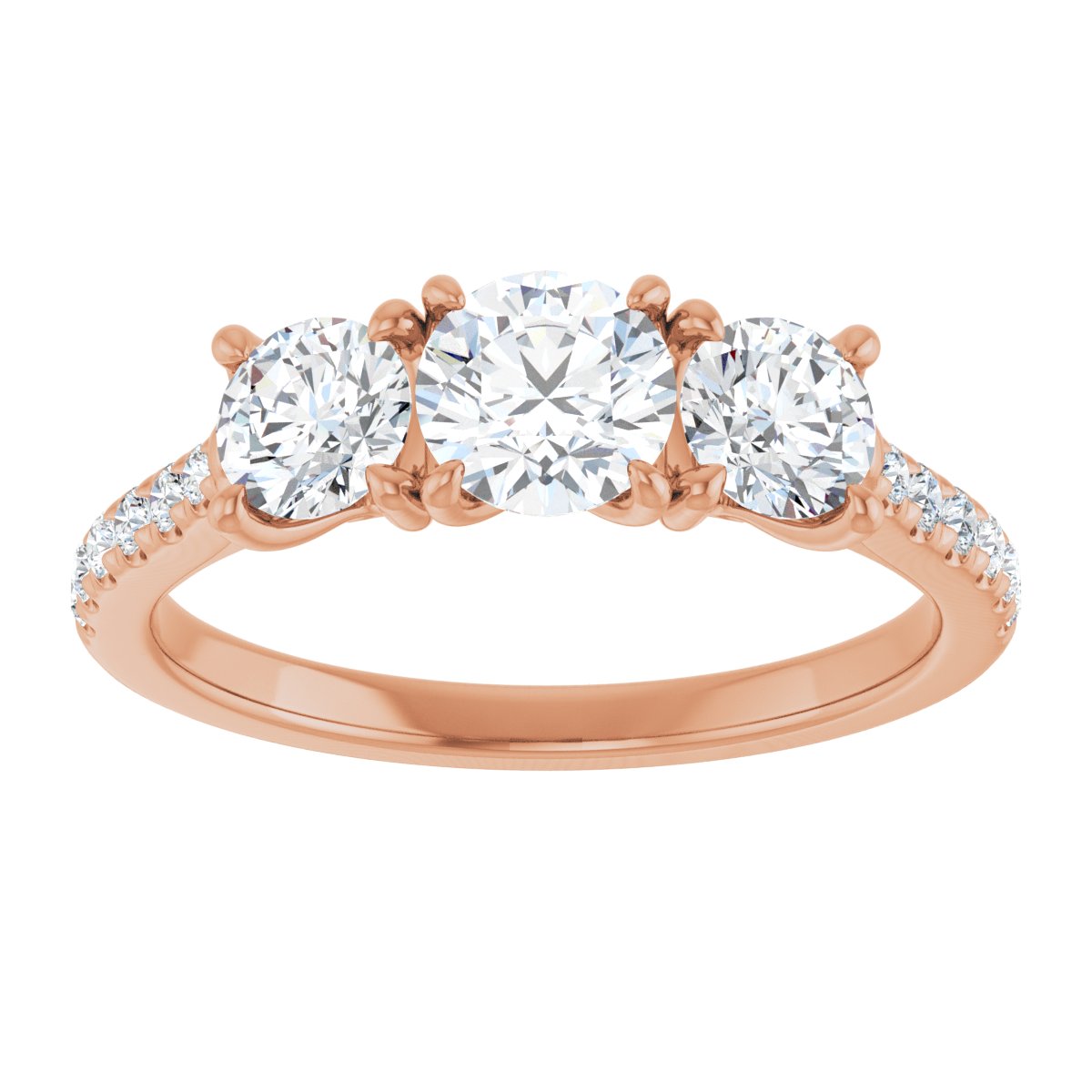 Round Three-Stone Engagement Ring Semi-Mount - gallery - Series 123447