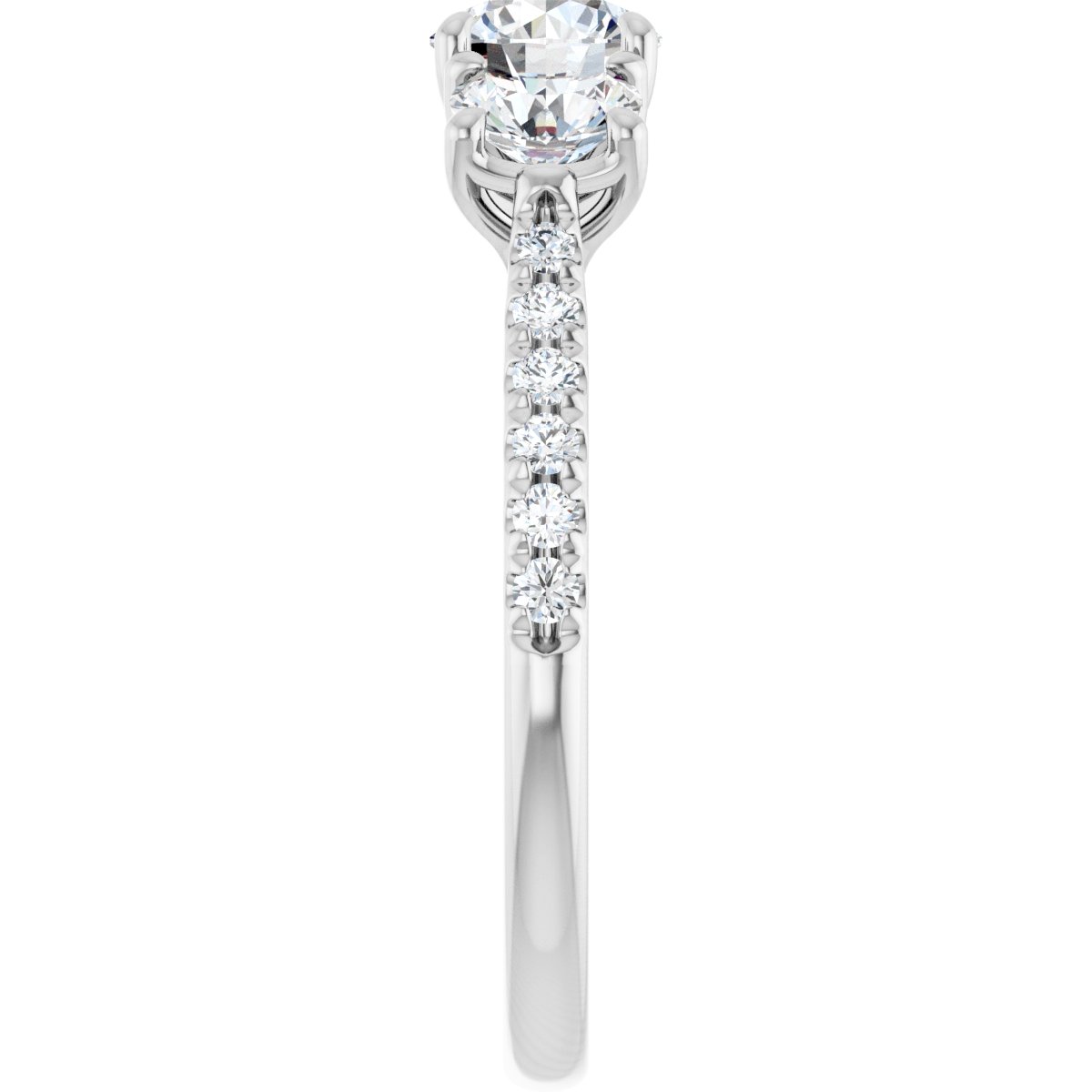 Round Three-Stone Engagement Ring Semi-Mount - gallery - Series 123447