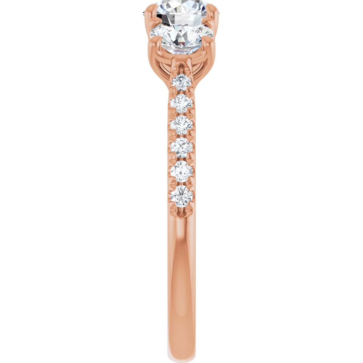Round Three-Stone Engagement Ring Semi-Mount - gallery - Series 123447