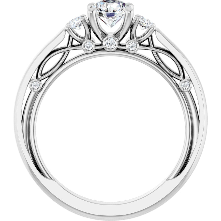 Round Three-Stone Engagement Ring Semi-Mount - gallery - Series 123373