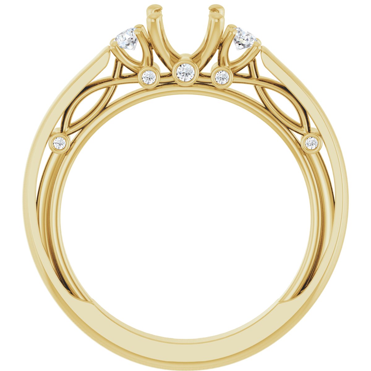 Round Three-Stone Engagement Ring Semi-Mount - gallery - Series 123373