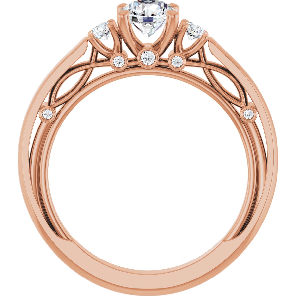 Round Three-Stone Engagement Ring Semi-Mount - gallery - Series 123373