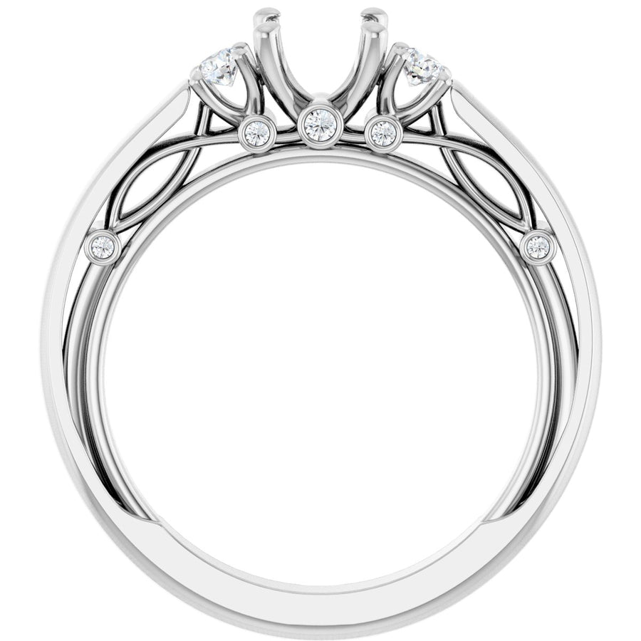 Round Three-Stone Engagement Ring Semi-Mount - gallery - Series 123373