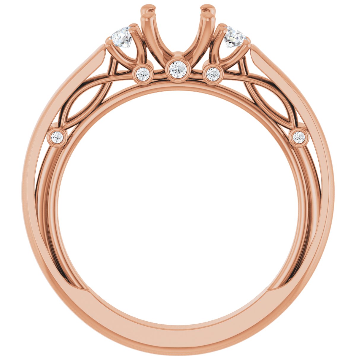 Round Three-Stone Engagement Ring Semi-Mount - gallery - Series 123373