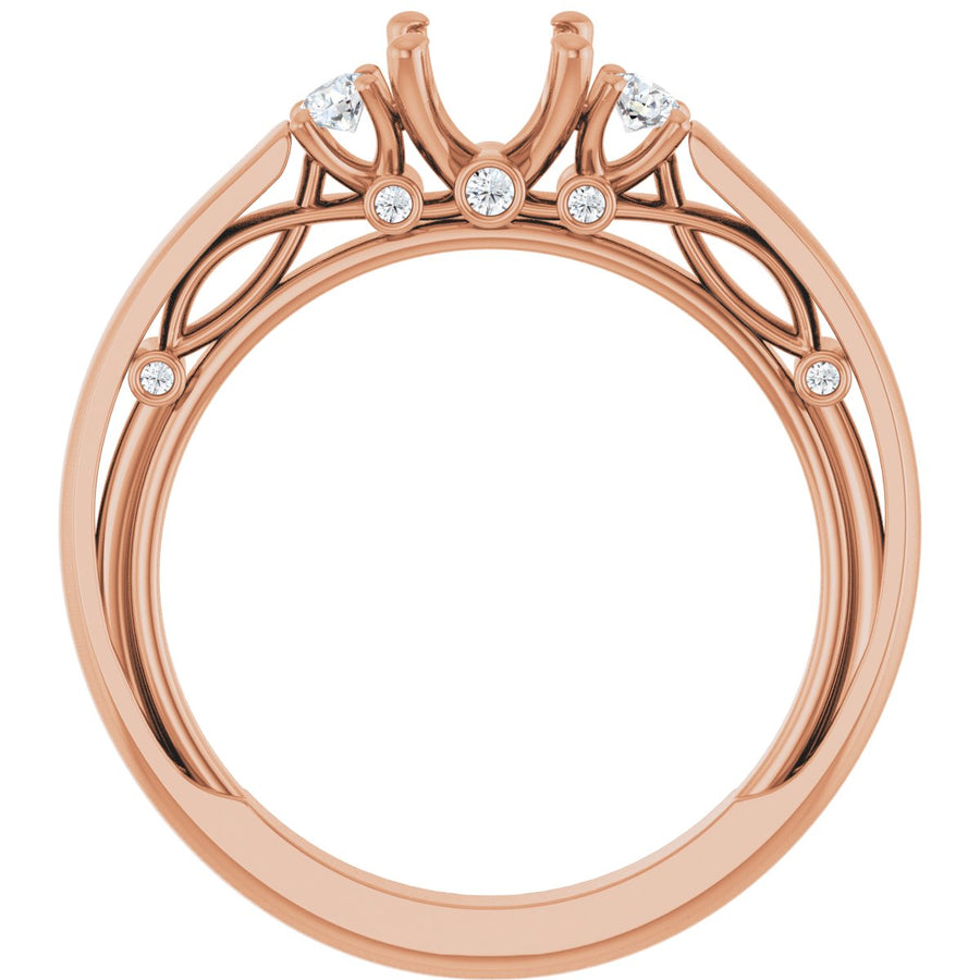 Round Three-Stone Engagement Ring Semi-Mount - gallery - Series 123373