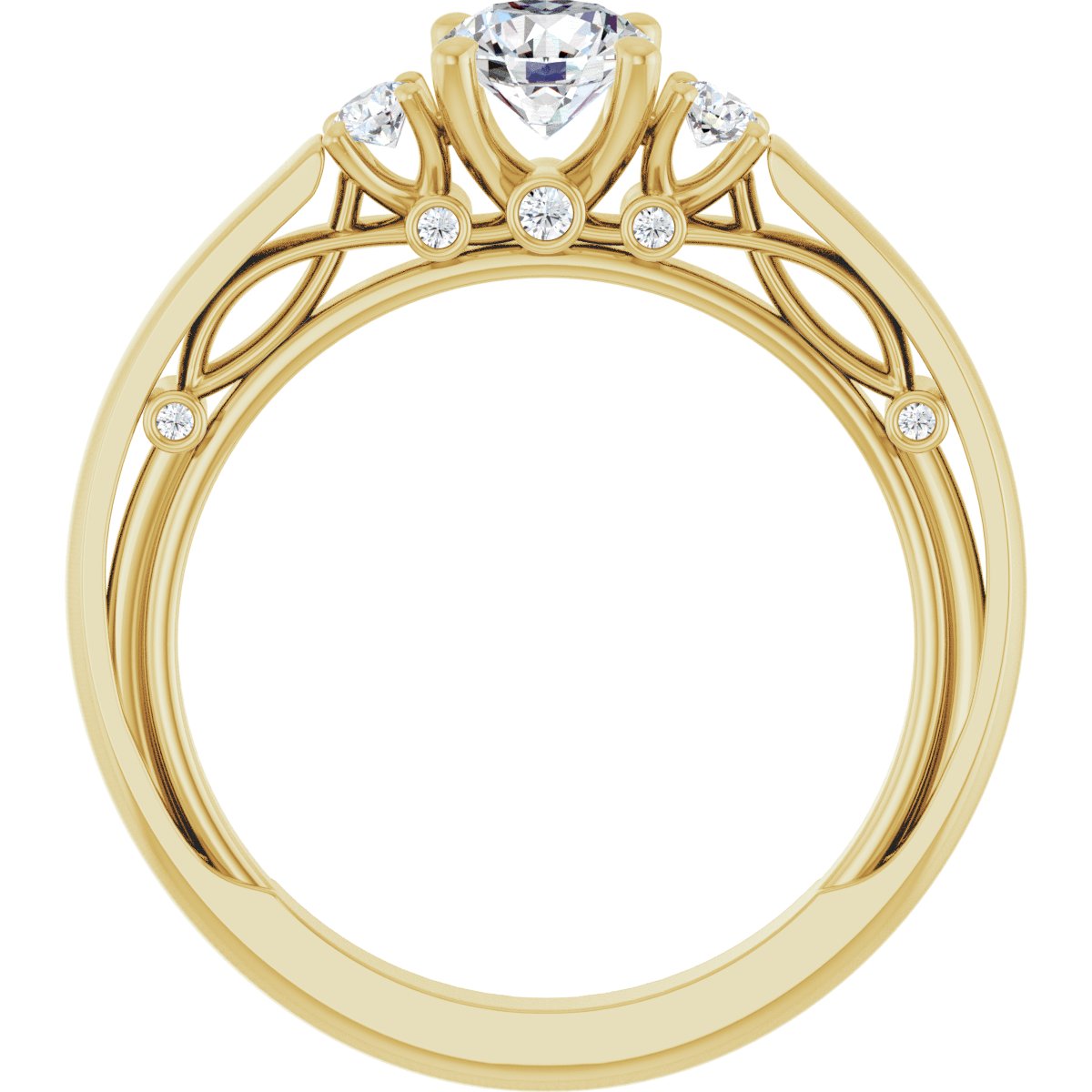 Round Three-Stone Engagement Ring Semi-Mount - gallery - Series 123373