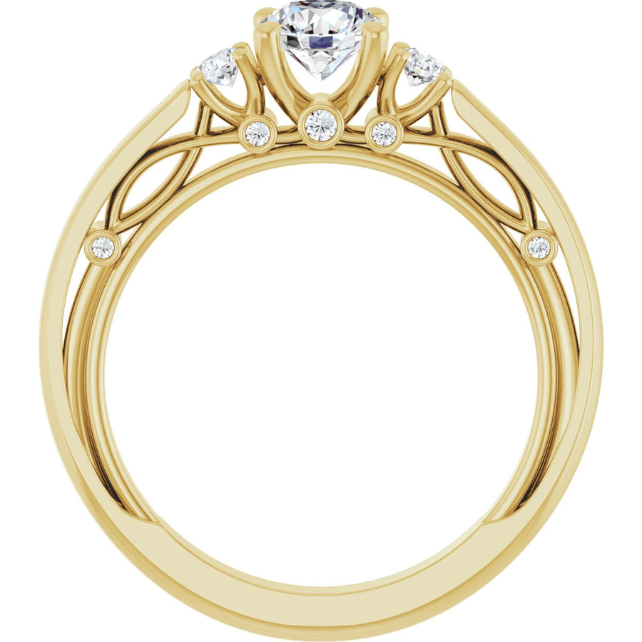 Round Three-Stone Engagement Ring Semi-Mount - gallery - Series 123373