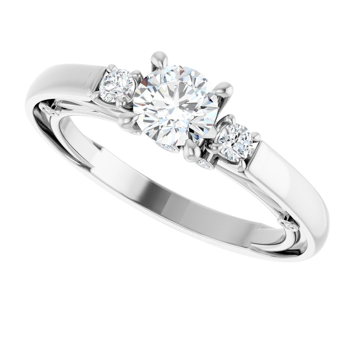 Round Three-Stone Engagement Ring Semi-Mount - gallery - Series 123373