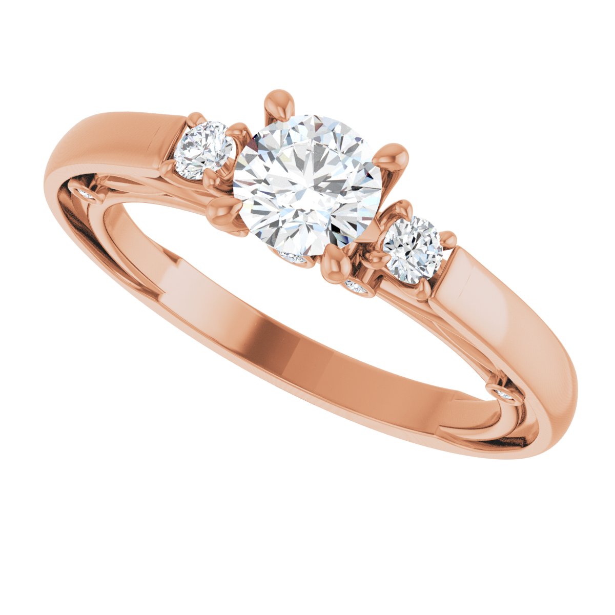 Round Three-Stone Engagement Ring Semi-Mount - gallery - Series 123373