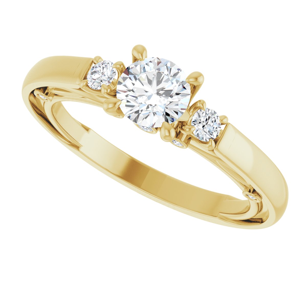 Round Three-Stone Engagement Ring Semi-Mount - gallery - Series 123373