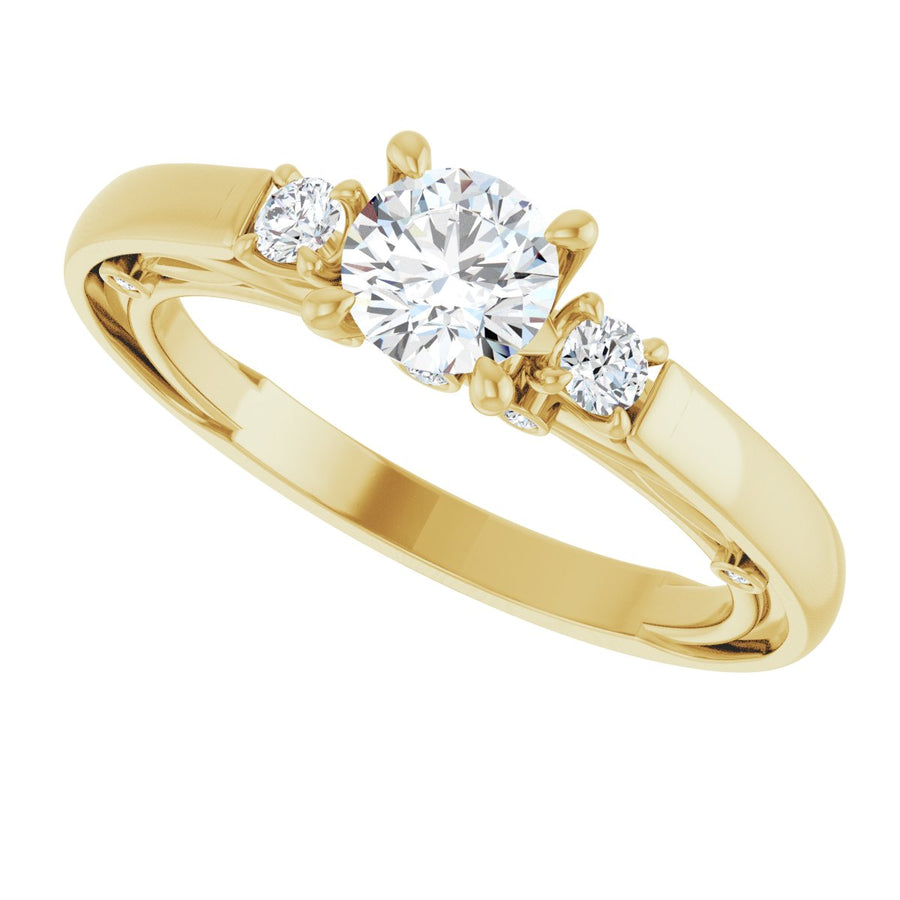 Round Three-Stone Engagement Ring Semi-Mount - gallery - Series 123373