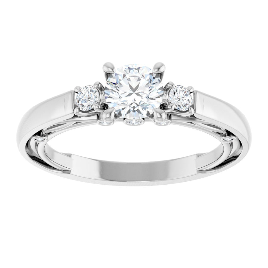 Round Three-Stone Engagement Ring Semi-Mount - gallery - Series 123373