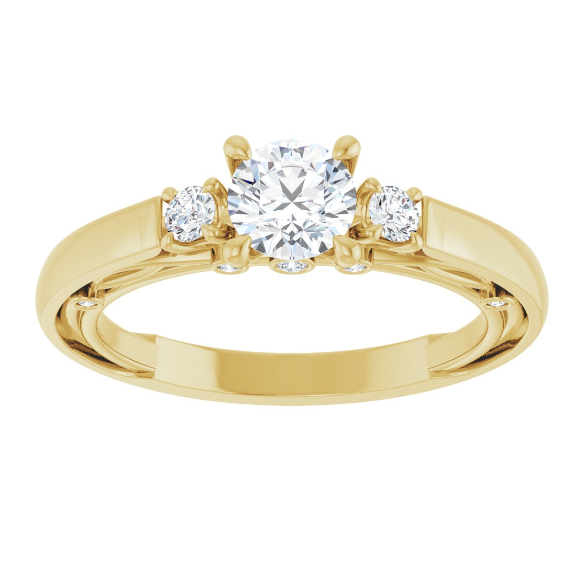 Round Three-Stone Engagement Ring Semi-Mount - gallery - Series 123373