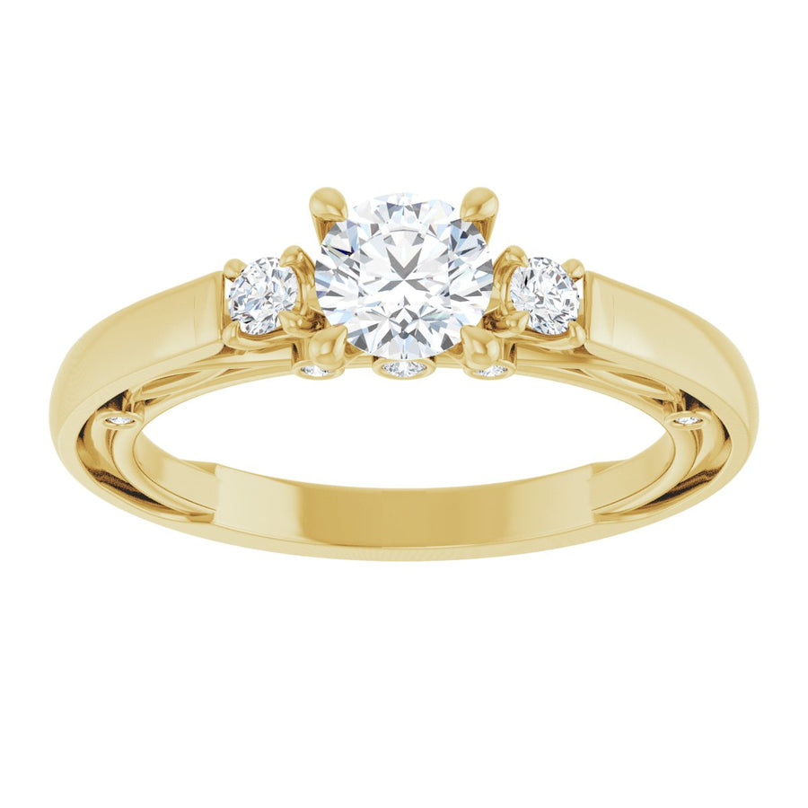 Round Three-Stone Engagement Ring Semi-Mount - gallery - Series 123373