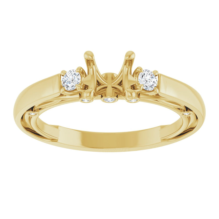Round Three-Stone Engagement Ring Semi-Mount - gallery - Series 123373