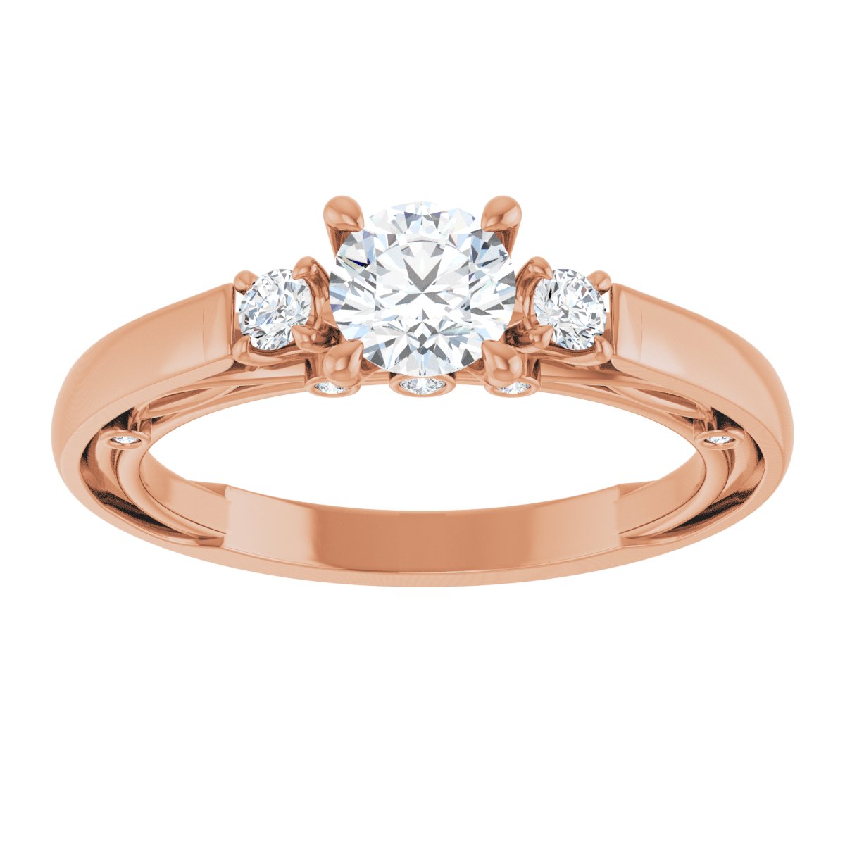 Round Three-Stone Engagement Ring Semi-Mount - gallery - Series 123373