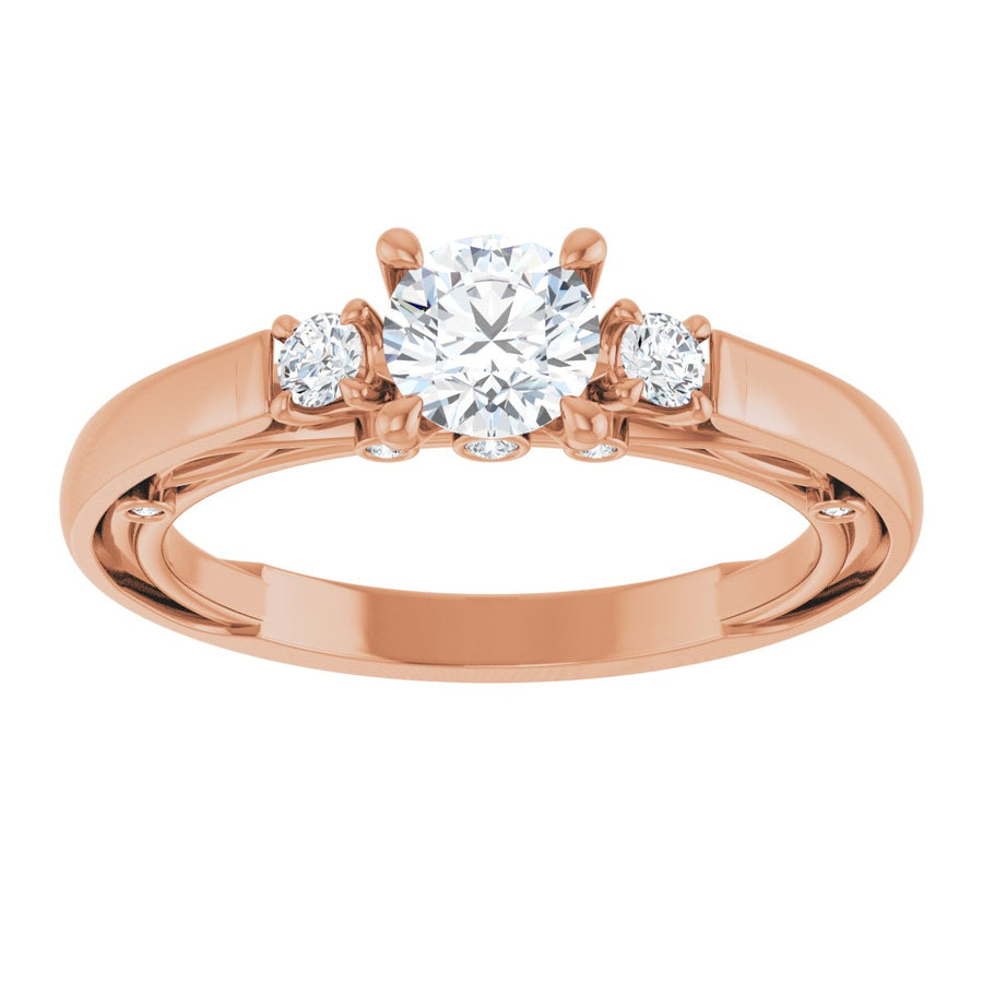 Round Three-Stone Engagement Ring Semi-Mount - gallery - Series 123373