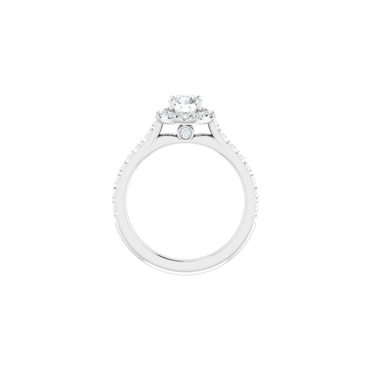 Round French-Set Halo-Style Engagement Ring Semi-Mount - gallery - Series 123451