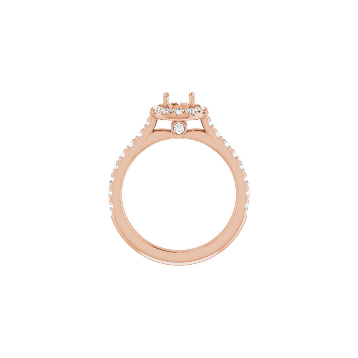 Round French-Set Halo-Style Engagement Ring Semi-Mount - gallery - Series 123451