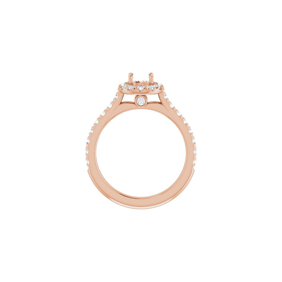 Round French-Set Halo-Style Engagement Ring Semi-Mount - gallery - Series 123451