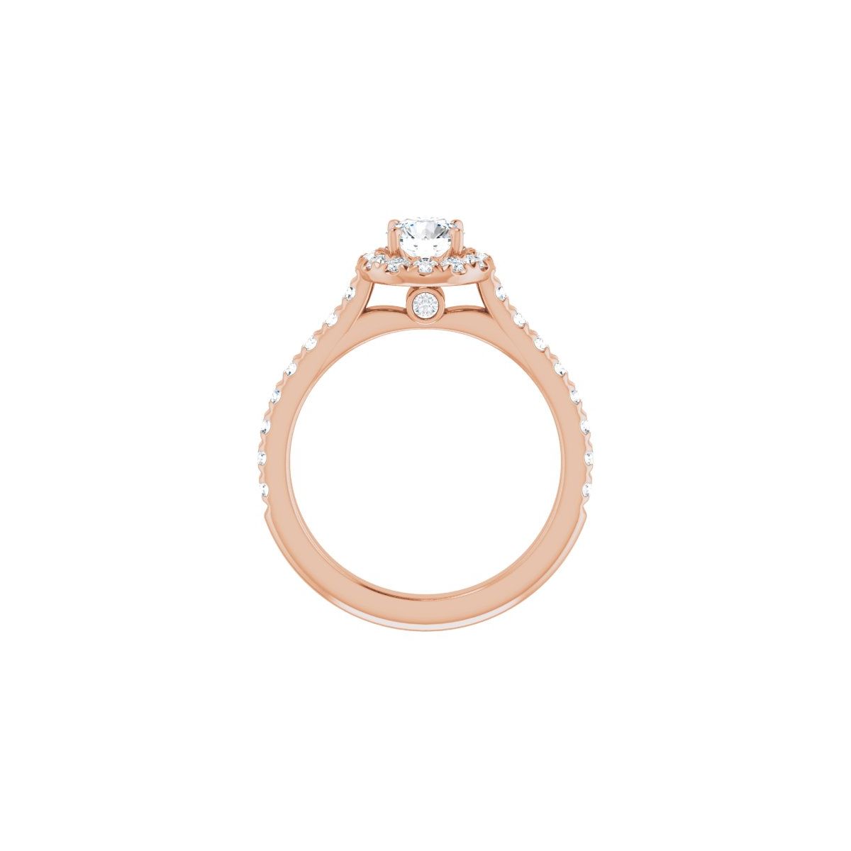 Round French-Set Halo-Style Engagement Ring Semi-Mount - gallery - Series 123451