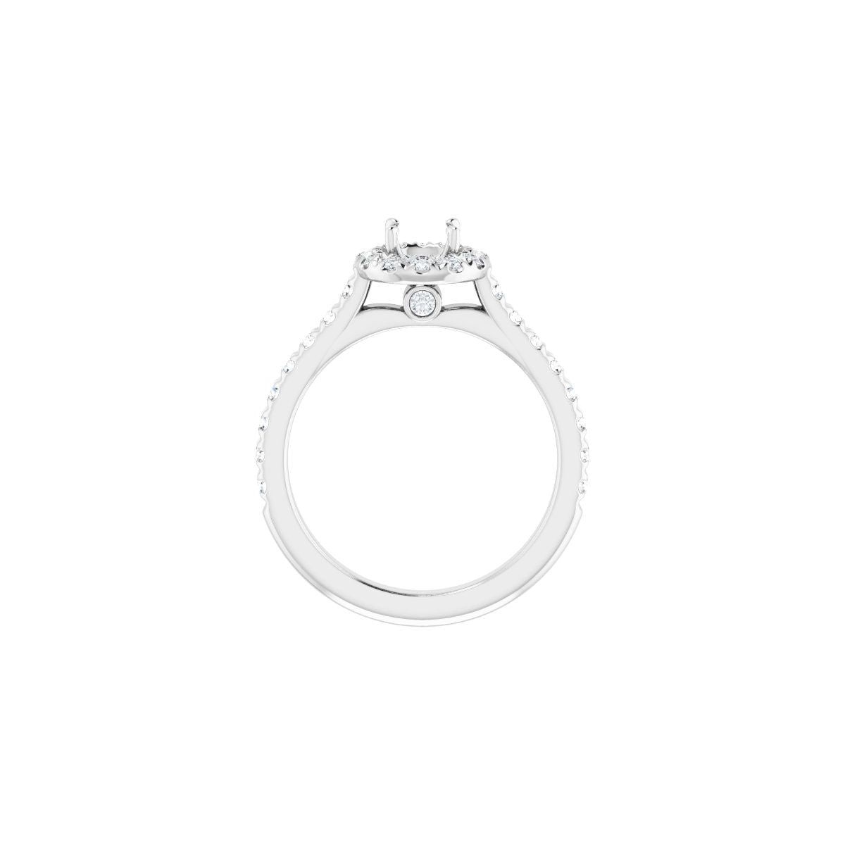 Round French-Set Halo-Style Engagement Ring Semi-Mount - gallery - Series 123451
