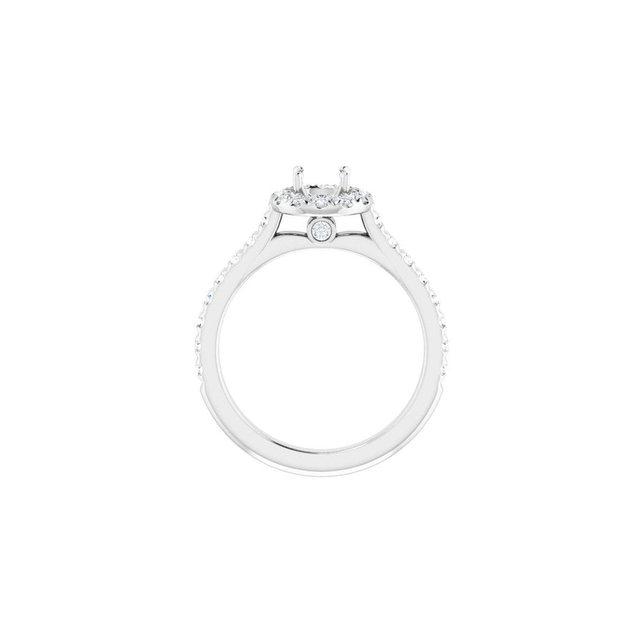 Round French-Set Halo-Style Engagement Ring Semi-Mount - gallery - Series 123451