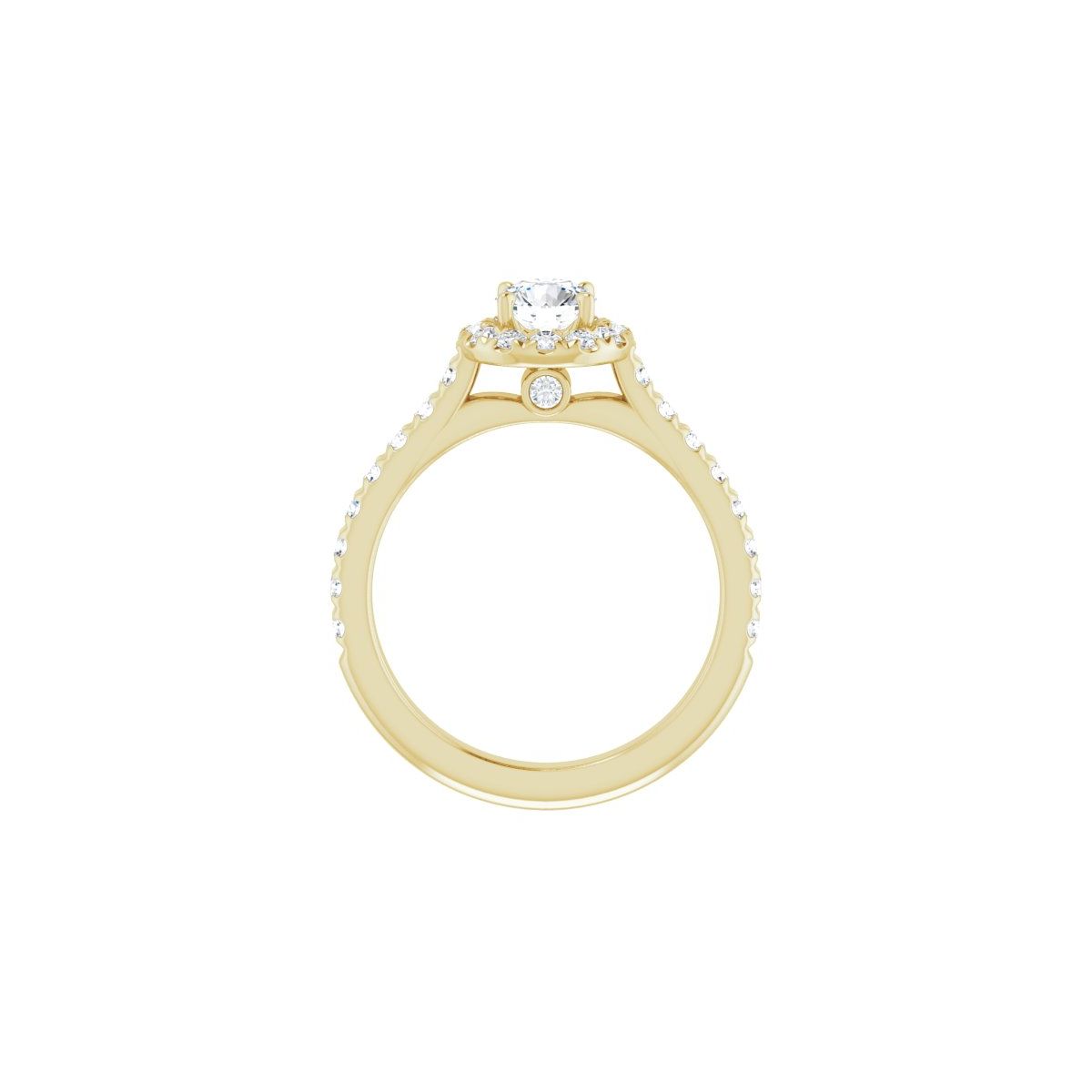Round French-Set Halo-Style Engagement Ring Semi-Mount - gallery - Series 123451