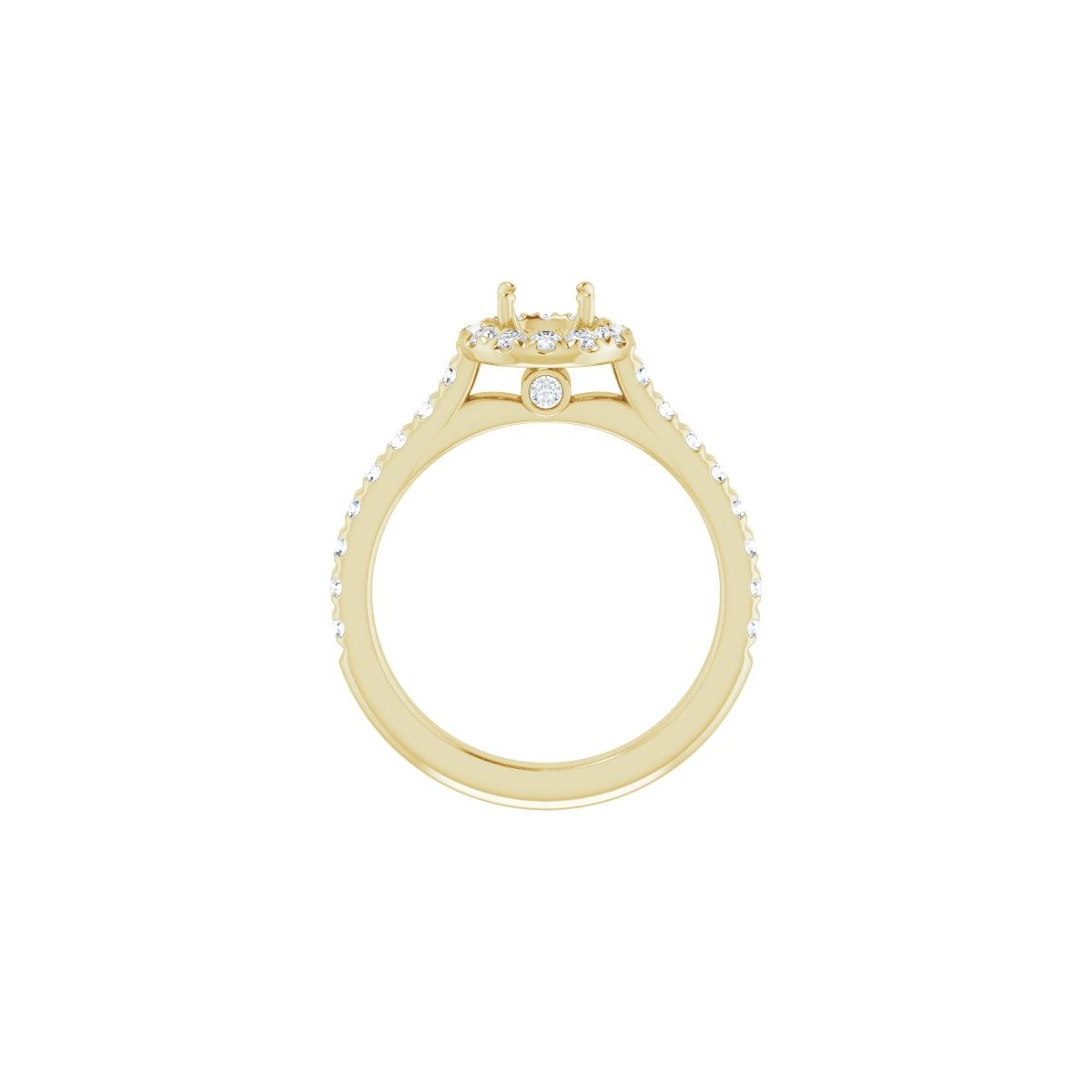 Round French-Set Halo-Style Engagement Ring Semi-Mount - gallery - Series 123451