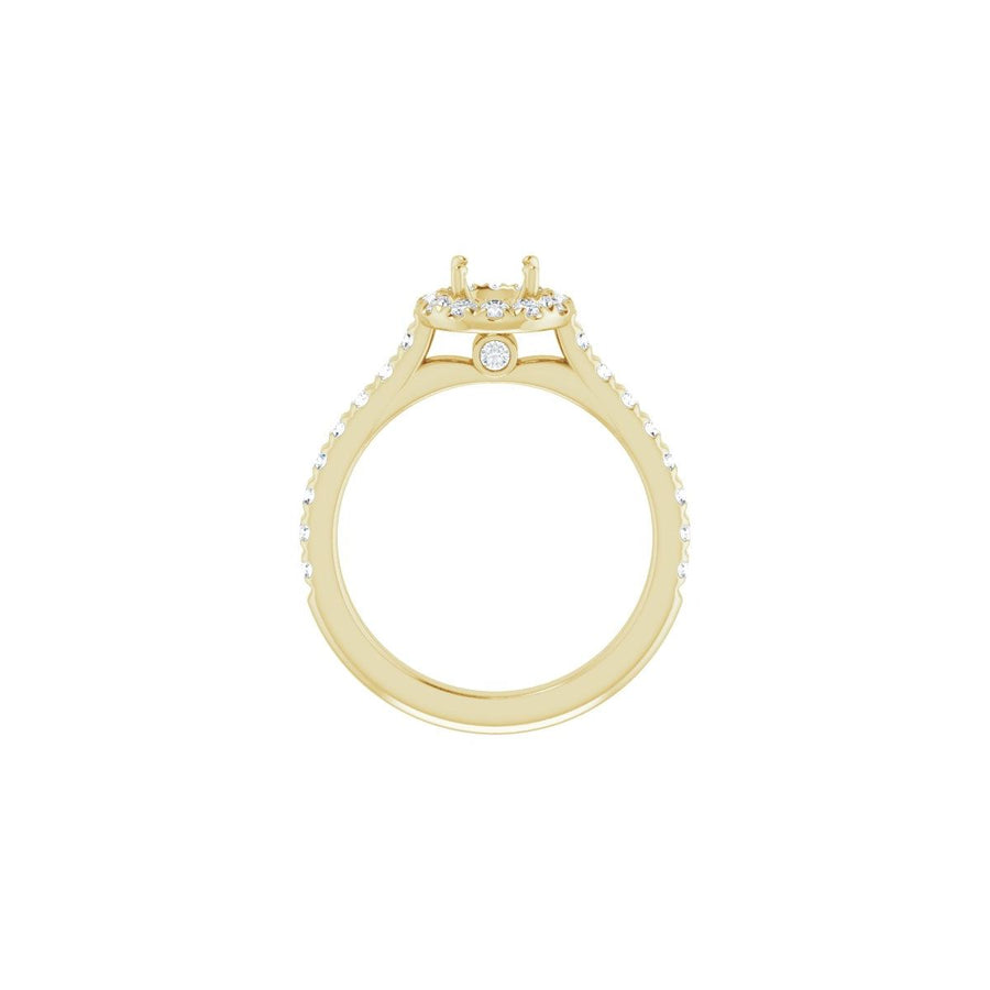 Round French-Set Halo-Style Engagement Ring Semi-Mount - gallery - Series 123451