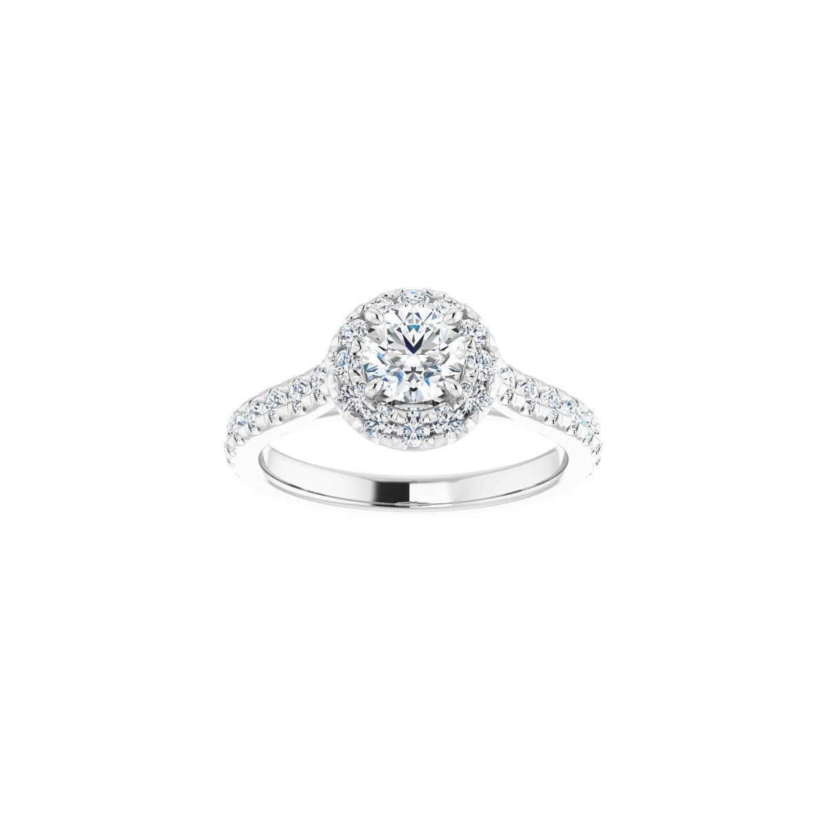 Round French-Set Halo-Style Engagement Ring Semi-Mount - gallery - Series 123451