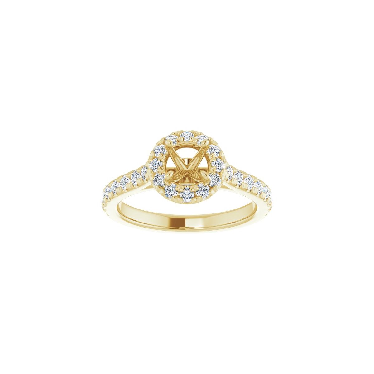 Round French-Set Halo-Style Engagement Ring Semi-Mount - gallery - Series 123451
