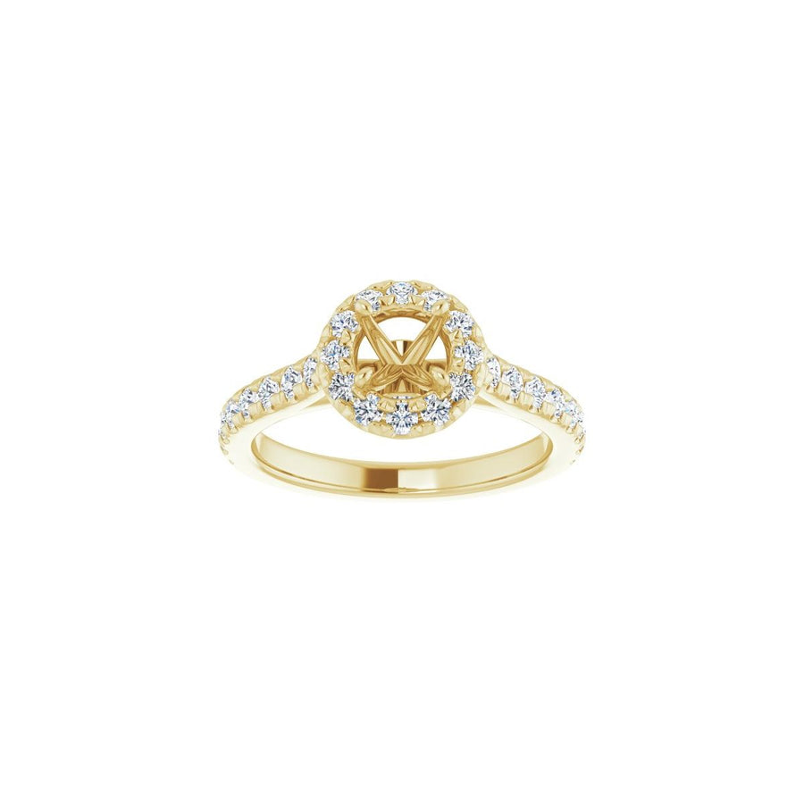 Round French-Set Halo-Style Engagement Ring Semi-Mount - gallery - Series 123451