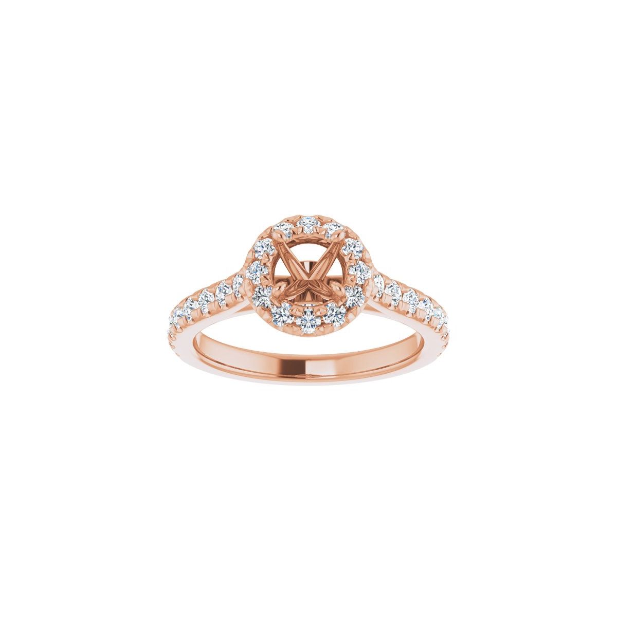 Round French-Set Halo-Style Engagement Ring Semi-Mount - gallery - Series 123451