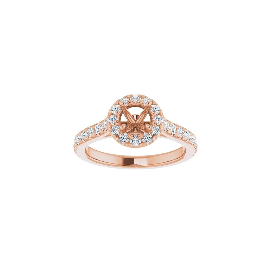 Round French-Set Halo-Style Engagement Ring Semi-Mount - gallery - Series 123451