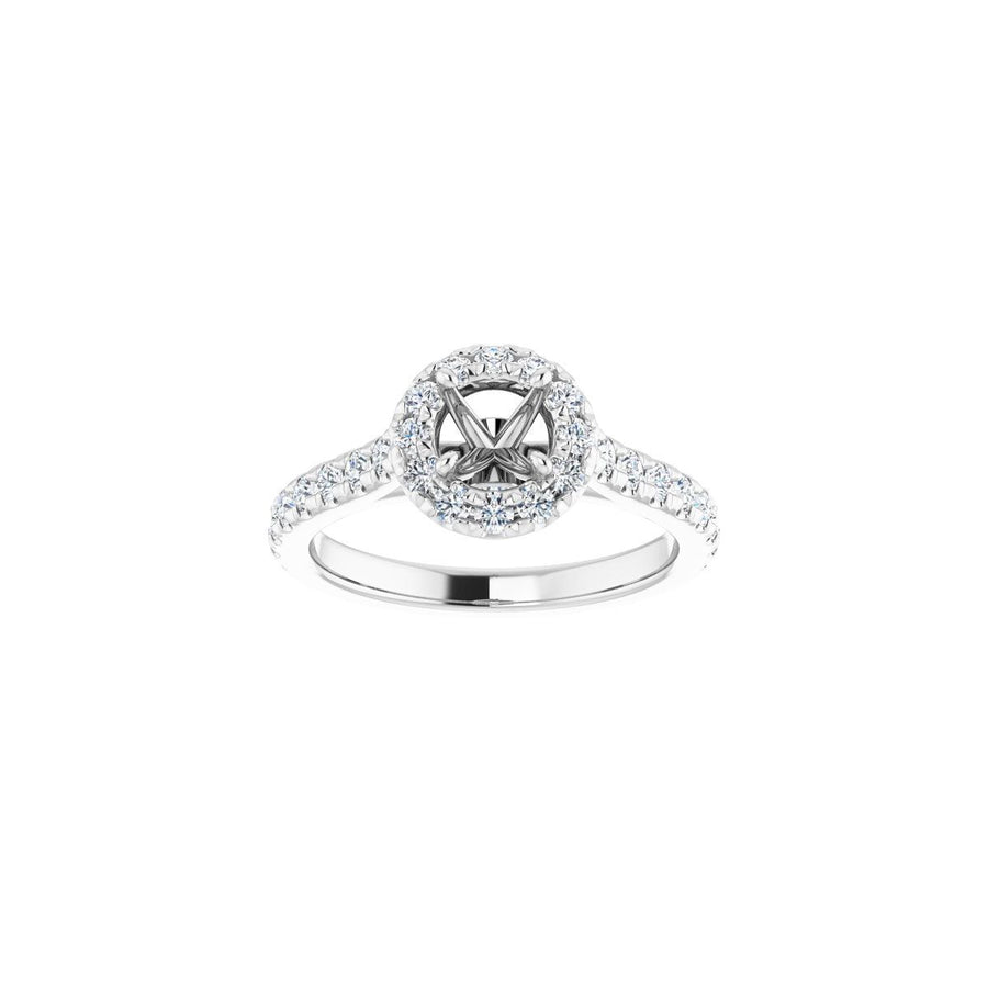 Round French-Set Halo-Style Engagement Ring Semi-Mount - gallery - Series 123451