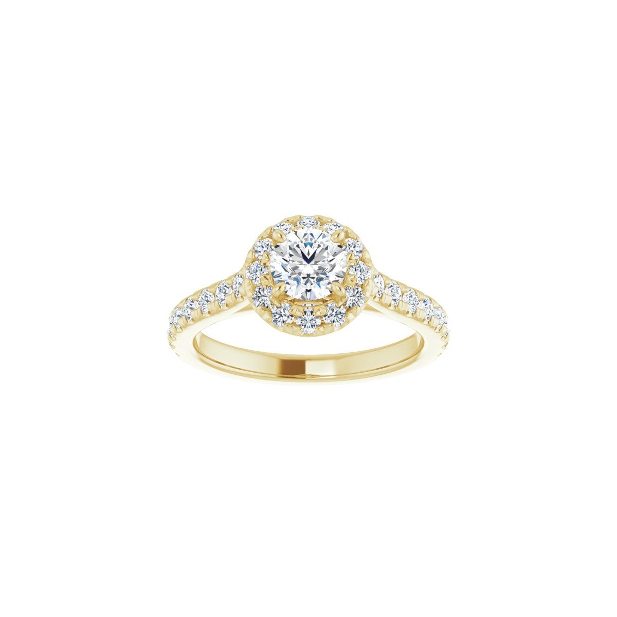 Round French-Set Halo-Style Engagement Ring Semi-Mount - gallery - Series 123451
