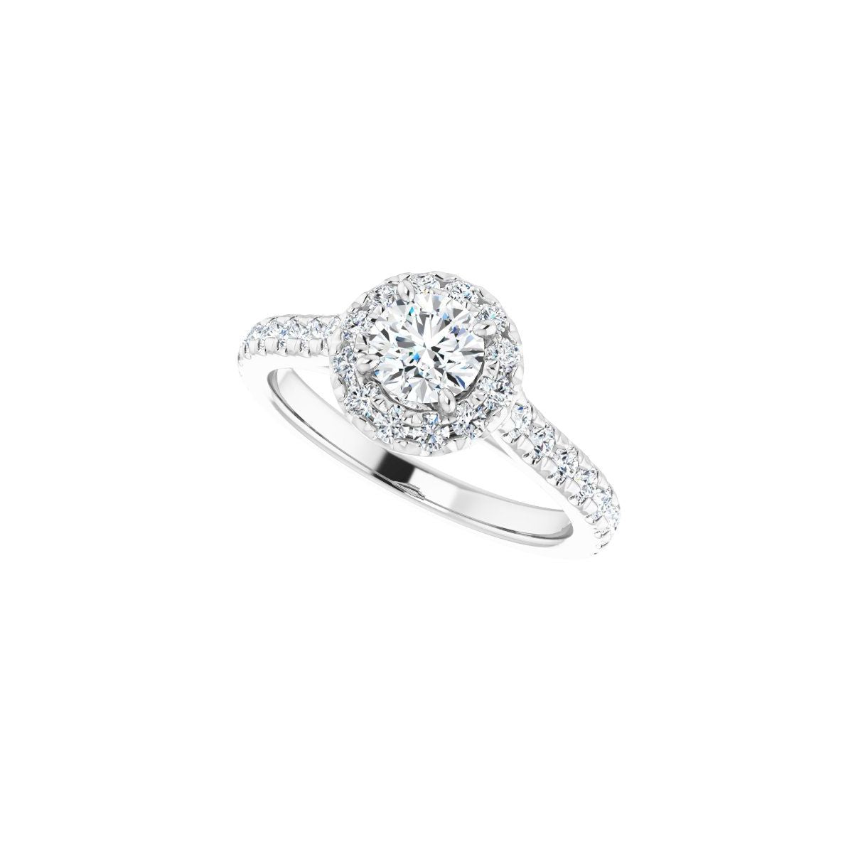 Round French-Set Halo-Style Engagement Ring Semi-Mount - gallery - Series 123451