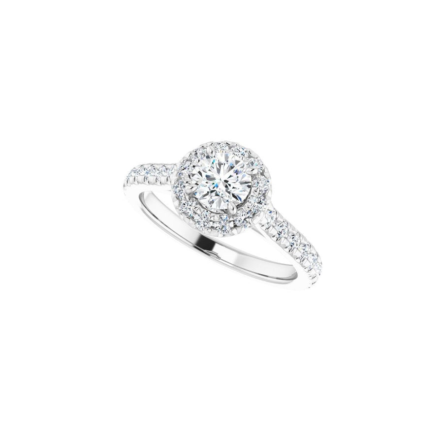 Round French-Set Halo-Style Engagement Ring Semi-Mount - gallery - Series 123451