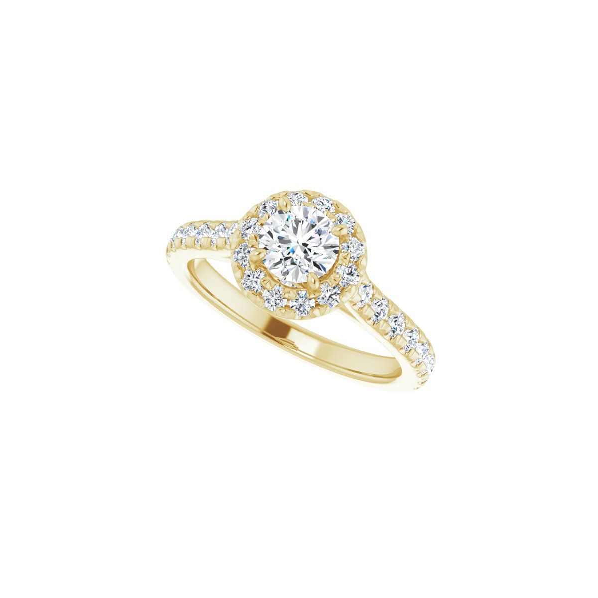 Round French-Set Halo-Style Engagement Ring Semi-Mount - gallery - Series 123451